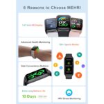 MEHRI Fitness Tracker - Smart Watch with 24/7 Heart Rate, Blood Pressure & Oxygen, Sleep & Stress Monitoring, IP68 Waterproof, Activity Tracker, Step Count, Calories, Distance & More (Black) - Image 7
