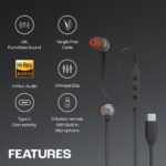 Original Type C Earphones for JBL Tune 310 C USB-C Earbuds for Android Phones, Hi-Fi Audio, Noise-Free Calling Mic, Flat Cable (Black) - Image 4