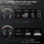 Wired Over Ear Headphones, Studio Monitor & Mixing DJ Headphones with 50mm Neodymium Drivers and 1/4 to 3.5mm Jack for Guitar AMP Podcast Piano Keyboard (Gray) - Image 5
