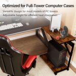 21562 Computer Tower Cart - Height Adjustable PC Stand, 2-Tier CPU Holder Home Office Gaming Desk Accessories Rolling Lockable Wheels, Laptop Table Standing Computer Desk, Rustic Brown - Image 5