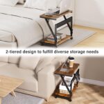 21562 Computer Tower Cart - Height Adjustable PC Stand, 2-Tier CPU Holder Home Office Gaming Desk Accessories Rolling Lockable Wheels, Laptop Table Standing Computer Desk, Rustic Brown - Image 6