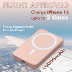 Wireless Power Bank 10,000mAh with Type-C & USB-A Ports, 25W Fast Charging, Compatible with 12+ and Android Devices – Pink - Image 5