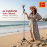 Kodak ST22A 65-inch Selfie Stick Tripod Stand with Portable AI Face 360° Tracking with Wireless Remote Control, for DSLR, Smartphone & Action Camera for Vlogging Travel Photography - Image 3