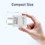 pTron 25W Type C Mobile Charger Superfast Charging Compatible for Samsung S20 FE/S20+/S21/S21+/S21 FE/S21 Ultra/S22/S23/M14 5G/M15/M32/M33 5G/M34/A05/A15/A35/PPS PD - Volta FC19 with 1m Cable (White) - Image 6