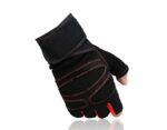 Leather Wrist Support Gym and Fitness Gloves (Black) - Image 3