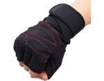 Leather Wrist Support Gym and Fitness Gloves (Black) - Image 5