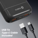 Toreto Power Glide 20 20000mAh Power Bank | 22.5W Fast Charging | 20W Type-C PD Output | Dual USB 22.5W | Multi-Protocol Support | LED Indicator | USB to Type-C Cable Included | Made in India | Black - Image 7