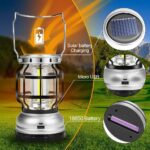 High Capacity Portable Lanterns with Metal Handle and Rechargeable Solar Panal | Ultra Bright LED Light with USB Charge Input Output Camping Lightweight Power Bank for Outdoor (Multicolor) - Image 4