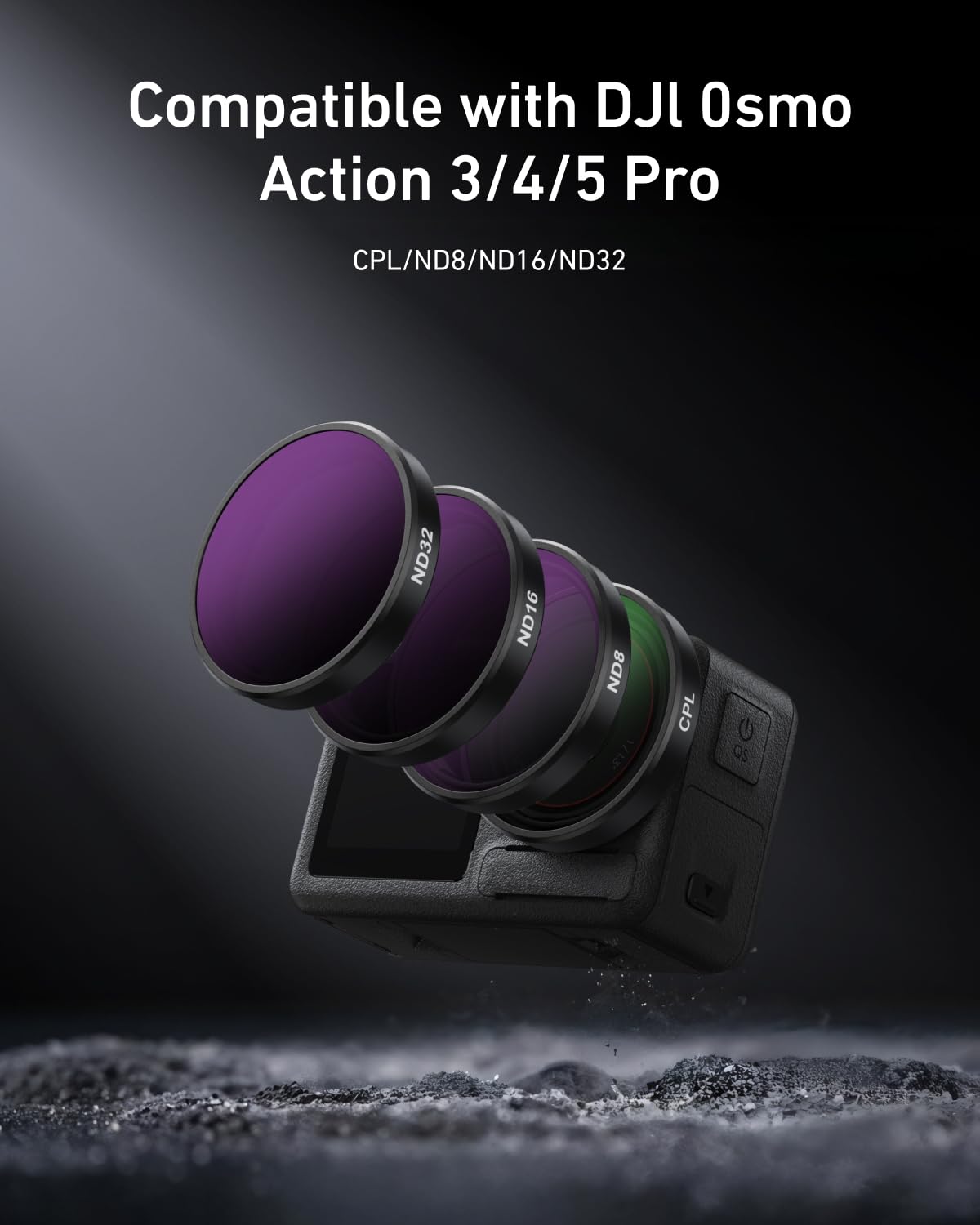 TELESIN Lens Filter Set for DJI Action 5/4/ 3 Camera Accessories, 4-Pack CPL ND32 ND16 ND8 Polarizing Neutral Density HD Filter Lens Protective Protector Cover for DJI Osmo (ND Filter) - Image 3