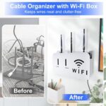 WiFi Router Storage Box Wall Mount, Self-Adhesive Router Holder Shelf for Modem, Set-Top Box & Smart Devices, Space Saving Cable Organizer Stand for Home & Office (White, 1 Pcs) - Image 7