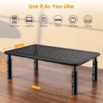 SYGA Adjustable Laptop Stand for Desk, Metal Monitor Riser Stand, PC Screen Stand with Storage Space, Ventilated Laptop Riser for Office, Home & Study Table (Black) - Image 3
