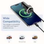 Ambrane 85W Car Charger, Mobile & Laptop Charging (MacBook & Type C Laptops), Glowing Light, Dual Port Fast Charging, 65W Type C PD, 20W USB for iPhone, Android, iPad & Other Devices (Black, C85R) - Image 5