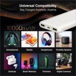 ERD PB-10KE Lithium-Polymer, 2 USB Output, 12W Power Bank, 10000mAh Type-C and Micro USB Input Ports, Compatible with Smartphones, Smart Watches, Neckbands & Other Devices, White - Image 4