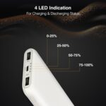 ERD PB-10KE Lithium-Polymer, 2 USB Output, 12W Power Bank, 10000mAh Type-C and Micro USB Input Ports, Compatible with Smartphones, Smart Watches, Neckbands & Other Devices, White - Image 5