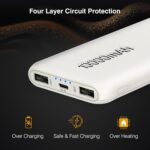 ERD PB-10KE Lithium-Polymer, 2 USB Output, 12W Power Bank, 10000mAh Type-C and Micro USB Input Ports, Compatible with Smartphones, Smart Watches, Neckbands & Other Devices, White - Image 6