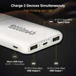 ERD PB-10KE Lithium-Polymer, 2 USB Output, 12W Power Bank, 10000mAh Type-C and Micro USB Input Ports, Compatible with Smartphones, Smart Watches, Neckbands & Other Devices, White - Image 7