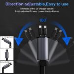 Retractable Car Charger, 120W 4 in 1 Super-Fast Car Charger, Type C & USB Charging Ports, USB-C & Lightening Cables Compatible with Phones, Pad, & iOS Type-C Android Devices - Image 6