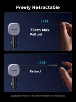 UGREEN 75W Retractable Car Charger 3 in 1 USB C Car Charger Fast Charging Cigarette Lighter Adapter Compatible with MacBook, iPad, iPhone 16 15, Galaxy S25 S24 - Image 8