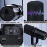 Audio Array AM-C11 XLR/USB Dynamic Podcast Microphone | Built-in Monitoring | One Touch Mute and Volume Control | Premium Metal Build | 2M XLR & USB Cable | Streaming, Gaming, Podcasting, Singing - Image 3