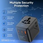 Spacething Explorer Pro 20w Gan World Travel Charger | 2 USB-C & 1 USB-A Fast Charging Travel Charger | All in One Worldwide Travel Plug Adapter (Black) - Image 4