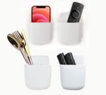 ABS Plastic Wall Mounted Adhesive Remote Control Stand Mobile Phone Holder for Charging AC/TV Storage Box for All Smartphones| Pack of 4 (Whiite), 20 X 12 X 3 cm - Image 4