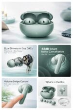 Original Buds 4 Compatible with One+ Noise Cancelling Zen Green Blutooth Earbuds with Dual Drivers, Dynaudio EQ & 43 Hours Total Playtime (Zen Green) [MG5K76] - Image 7