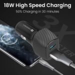 Portronics Car Power 6 51W Fast Car Charging Adapter with Dual Output Ports(PD Type C+ Mach USB-A) Compatible with iPhones, Android Smartphones, Tablets & More(Black) - Image 3