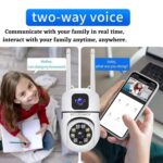 4+4MP Dual Lens Mini PTZ Camera | Dual Screen View WiFi CCTV | 360° Auto Motion Detection | Color Night Vision | Siren Alarm & Two-Way Audio | V380 Pro App (Mini Dual Lens Ptz) - Image 5