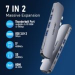 Lemorele 7 in 2 USB Hub for MacBook Pro/Air M1 M2 M3 M4, Thunderbolt 4, 4K HDMI, USB 3.0, 100W PD Charging, SD/TF Card Reader, Dual Screen Extension - Image 3