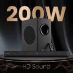 Portronics Pure Sound 107 | 200W Soundbar with Subwoofer for Deep Bass, 2.1 Channel Home Theatre, 3D Surround Sound, HD Sound, 3 EQ Modes, Bluetooth 5.3V, HDMI, AUX in, USB, Optical Port (Black) - Image 3