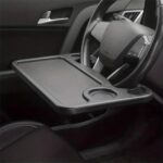 Qshare Multifunctional Car Tray Stand - Steering Wheel Food & Laptop Tray with Drink Holder Desk Organizer for Car & Truck, Portable Front Seat Workstation for Eating, Writing & Working (Black) - Image 3