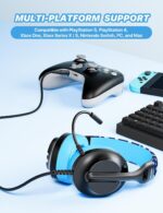 S30 Gaming Headset with Microphone,198g Lightweight Design, Wired Gaming Headphones for Xbox, Xbox Series X|S, PS5, PS4, Switch, PC, Noise Cancelling Mic, Soft Earmuffs (Blue) - Image 7