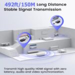 150M HDMI Extender Over Cat5/6E,1080P 60Hz HDMI Extender Over Cat-5 RJ45 Cable Transmitter Receiver Long Range up to150m Support 4kx2k 3D for Computer, HDTV etc. (Black) - Image 5