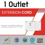 Bitcorp Electric Extension Board 6A to 16A Converter 1 Socket 1 Switch, 16A 2500W Surge Protected Power Strip 3 Meter Cord for Office, Home, Fridge, Cooler, Gadgets, AC, EV Charging (White) 220V - Image 3