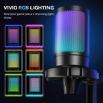 Fifine USB Microphone for PC Gaming, Computer Desktop Streaming Microphone with Mute Button, Gain Knob for Video Podcast, RGB Mic for PS4/PS5, Laptop A6NEO - Image 3