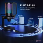 Fifine USB Microphone for PC Gaming, Computer Desktop Streaming Microphone with Mute Button, Gain Knob for Video Podcast, RGB Mic for PS4/PS5, Laptop A6NEO - Image 5