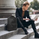 Amazon Basics Leather Laptop Backpack (15.6 Inch) | Water Resistant | Large Storage Compartments | Breathable Shoulder Straps | for Office, Travel or College (Black) - Image 5