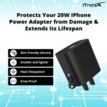 iTronix Silicone Case for iPhone 20W Charger Power Adapter | Travel-Friendly Anti-Break Protection (Black) - Image 4