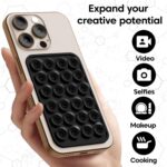 Sounce Suction Phone Case, Silicone Suction Phone Case for Hands-Free Mobile Accessory Holder Grip, Video Phone Accessory Compatible Mirror, Shower-Black (Pack of-2) - Image 4