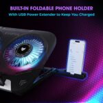 EvoFox Blizzard 2 Xtreme Laptop Cooling Pad | Dual Semiconductor Plates, 2x140 mm Fans, RGB Lighting, Digital Display & Roller Control, 5-Level Stand, USB Extender & Phone Holder, Upto 15” Laptops - Image 5