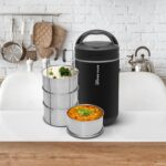 Jaypee Plus Hottline 4-320X4 ml Stainless Steel Electric Lunch Box for Men & Women|Shockproof Design|BPA Free|Reheat Food in 30 Minutes|Convenience case for Power Cord|Inbuilt Thermostat,Black - Image 3