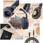 CLAW SM70 Studio Monitoring DJ Headphones, Wired Foldable Over-Ear with 40mm Neodymium Drivers, 4m Coiled Cable, 3.5mm to 6.35mm Adapter & Carrying Pouch – Ideal for Mixing & Recording| Black - Image 3