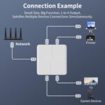 Ethernet Splitter 1000Mbps 1 to 4, Gigabit LAN Splitter with USB Power Cable, Support 4 Devices Simultaneously Networking, 5 RJ45 Ports Splitter Adapter High Speed for Cat5/5e/6/7/8 - Image 3