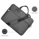 Vaku Luxos® DA Italiano 14 Inch Laptop Bag Leather Collection Messenger Organizer Shoulder Sling Office Bag for Men & Women for Laptop and up to MacBook 15" (Grey) - Image 3