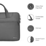 Vaku Luxos® DA Italiano 14 Inch Laptop Bag Leather Collection Messenger Organizer Shoulder Sling Office Bag for Men & Women for Laptop and up to MacBook 15" (Grey) - Image 5