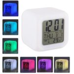 Inditradition Plastic Abstract Alarm Clock with 7 Colour Changing Digital Display and Temperature (White, 7.5 x 7.5 x 7.5 cm) - Image 3