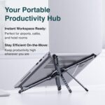 Aluminium Alloy Folding and Height Adjustable Stand Compatible with Laptop, Mobile and iPad, with Magnetic Feature for iPhone, Titanium Grey, Anodized Finish - Image 3