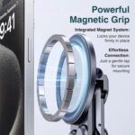 Aluminium Alloy Folding and Height Adjustable Stand Compatible with Laptop, Mobile and iPad, with Magnetic Feature for iPhone, Titanium Grey, Anodized Finish - Image 4