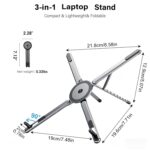 Aluminium Alloy Folding and Height Adjustable Stand Compatible with Laptop, Mobile and iPad, with Magnetic Feature for iPhone, Titanium Grey, Anodized Finish - Image 5
