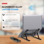 BESTOR Laptop Stand Foldable Height Adjustable Laptop Stand,Aluminum Cooling Portable Laptop Tables and Suitable for All Laptops & MacBooks (Black -1) - Image 6